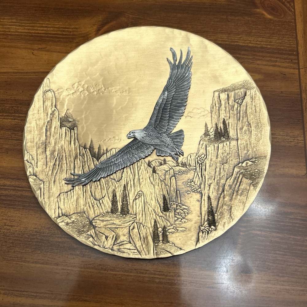 Wendell August Forge‎ Hanging Plate Plaque Pewter Bronze PA OH Soaring Eagle